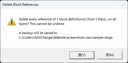 Confirming a delete screenshot