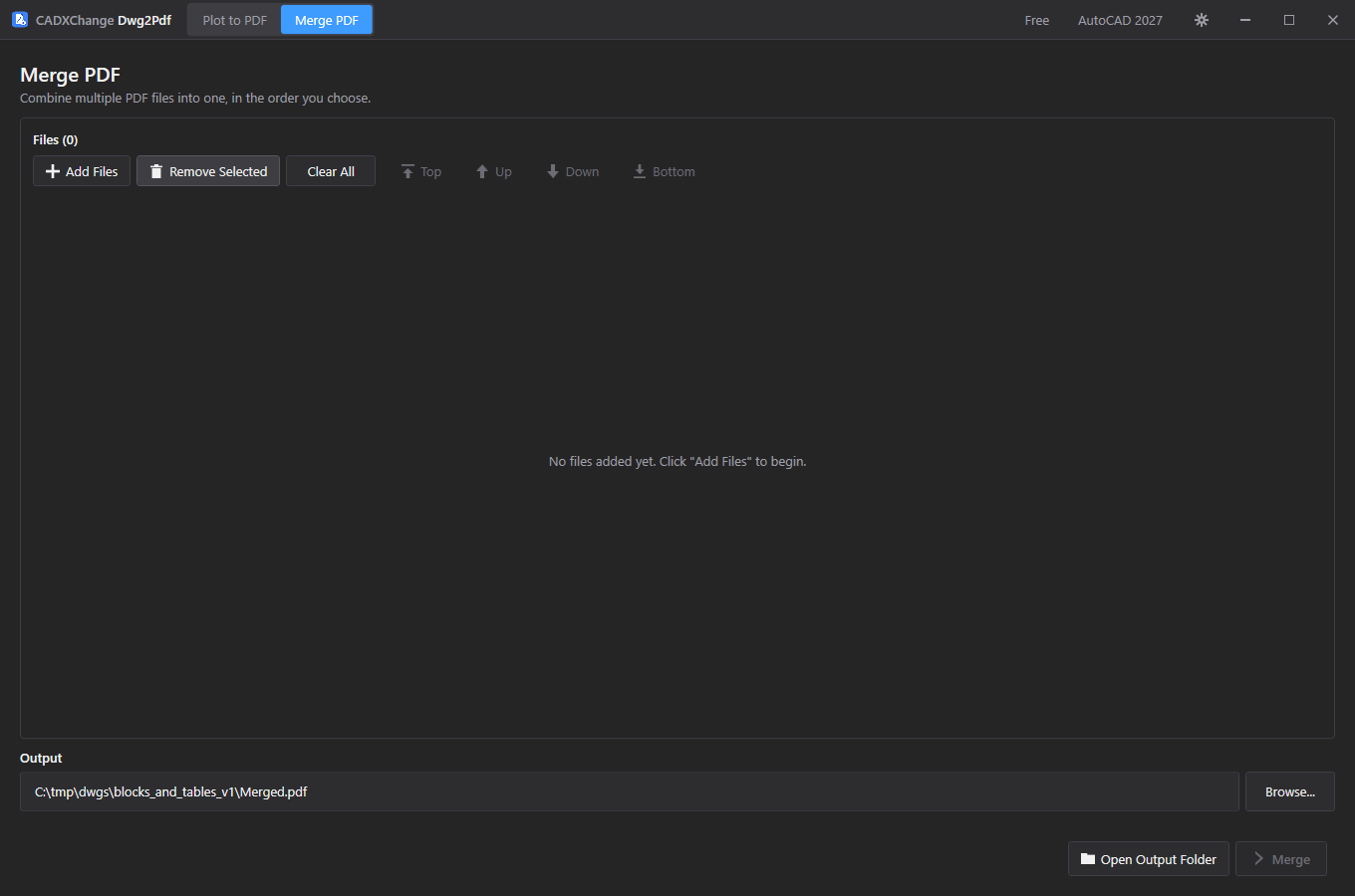 Merge PDF mode screenshot