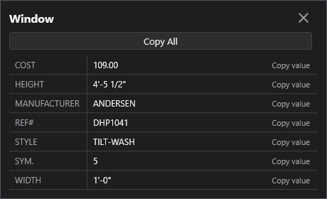 Viewing a block instance's attributes screenshot