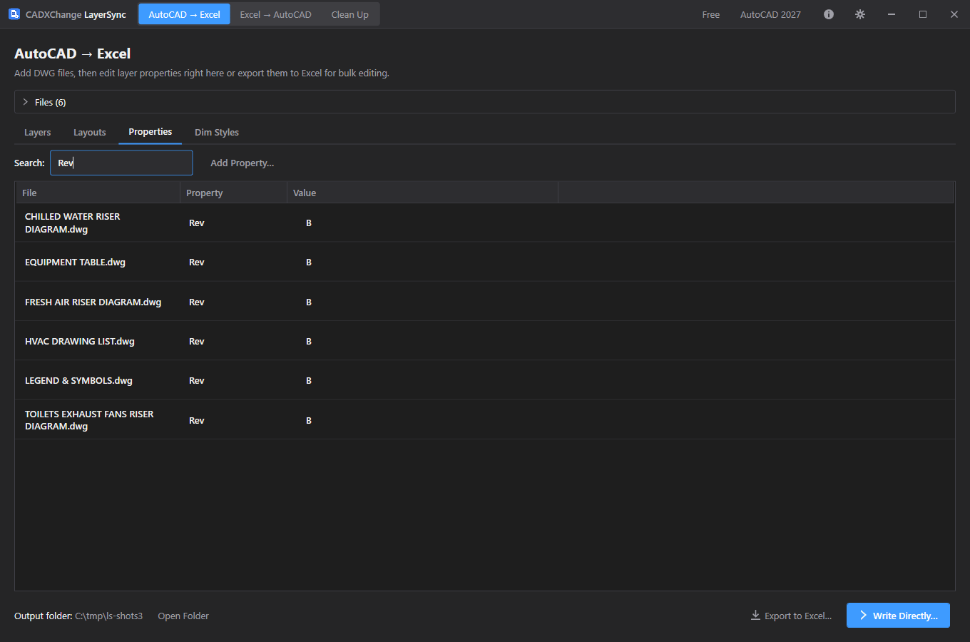 Properties screenshot