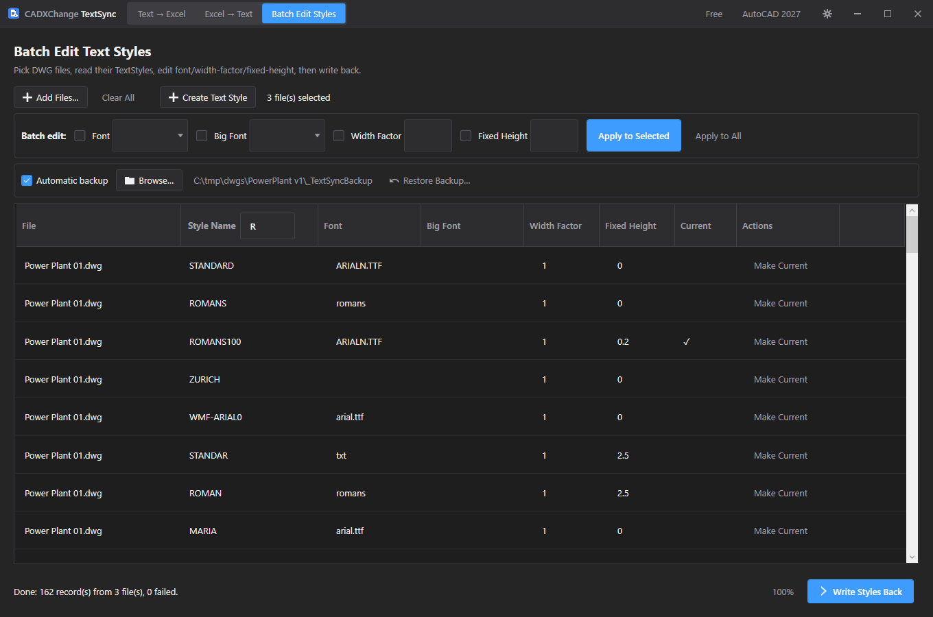 Reading and filtering styles (Batch Edit Styles) screenshot