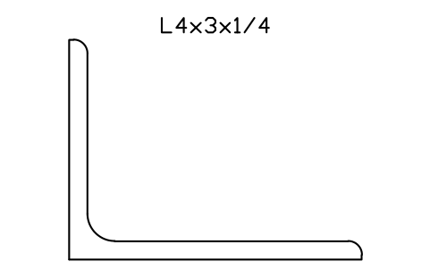 Vorschau des Symbols L4x3x1/4, Block AISC_L4X3X1_4