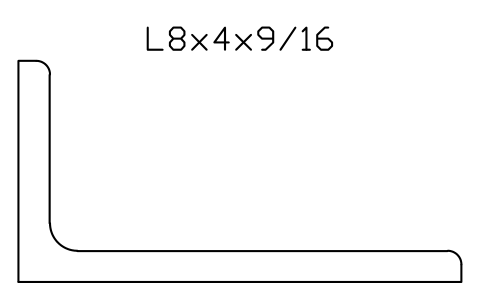 Vorschau des Symbols L8x4x9/16, Block AISC_L8X4X9_16