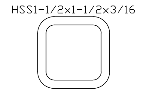 Anteprima del simbolo HSS1-1/2x1-1/2x3/16, blocco AISC_HSS1_1_2X1_1_2X3_16