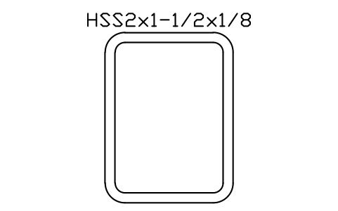 Anteprima del simbolo HSS2x1-1/2x1/8, blocco AISC_HSS2X1_1_2X1_8