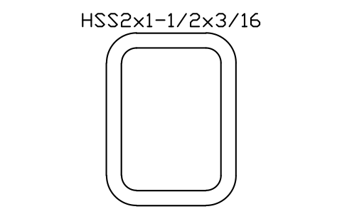 Anteprima del simbolo HSS2x1-1/2x3/16, blocco AISC_HSS2X1_1_2X3_16