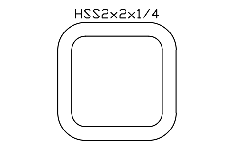 Anteprima del simbolo HSS2x2x1/4, blocco AISC_HSS2X2X1_4