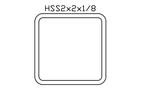 Anteprima del simbolo HSS2x2x1/8, blocco AISC_HSS2X2X1_8