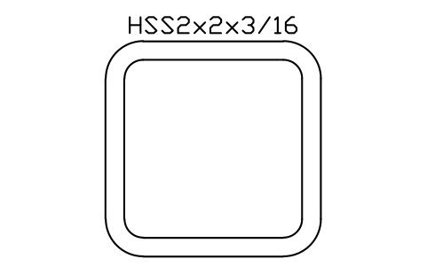 Anteprima del simbolo HSS2x2x3/16, blocco AISC_HSS2X2X3_16