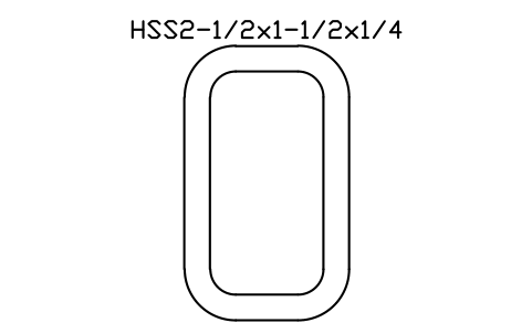 Anteprima del simbolo HSS2-1/2x1-1/2x1/4, blocco AISC_HSS2_1_2X1_1_2X1_4