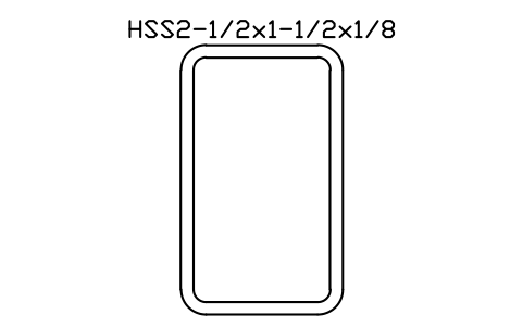 Anteprima del simbolo HSS2-1/2x1-1/2x1/8, blocco AISC_HSS2_1_2X1_1_2X1_8