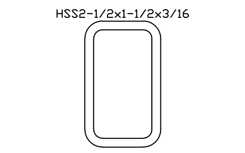 Anteprima del simbolo HSS2-1/2x1-1/2x3/16, blocco AISC_HSS2_1_2X1_1_2X3_16
