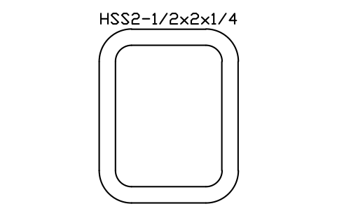 Anteprima del simbolo HSS2-1/2x2x1/4, blocco AISC_HSS2_1_2X2X1_4