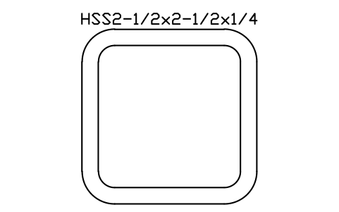 Anteprima del simbolo HSS2-1/2x2-1/2x1/4, blocco AISC_HSS2_1_2X2_1_2X1_4