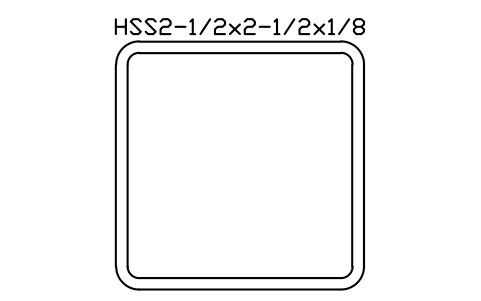 Anteprima del simbolo HSS2-1/2x2-1/2x1/8, blocco AISC_HSS2_1_2X2_1_2X1_8