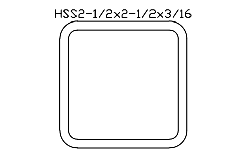 Anteprima del simbolo HSS2-1/2x2-1/2x3/16, blocco AISC_HSS2_1_2X2_1_2X3_16