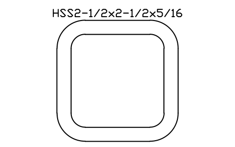 Anteprima del simbolo HSS2-1/2x2-1/2x5/16, blocco AISC_HSS2_1_2X2_1_2X5_16