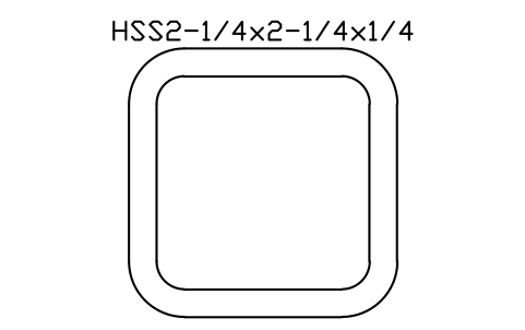 Anteprima del simbolo HSS2-1/4x2-1/4x1/4, blocco AISC_HSS2_1_4X2_1_4X1_4