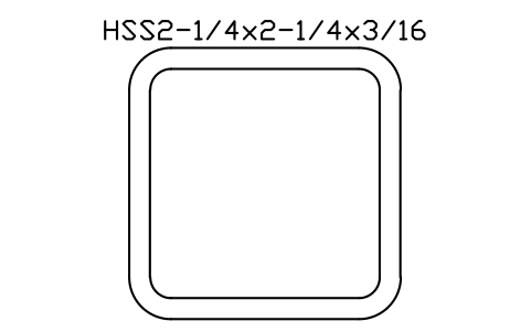 Anteprima del simbolo HSS2-1/4x2-1/4x3/16, blocco AISC_HSS2_1_4X2_1_4X3_16