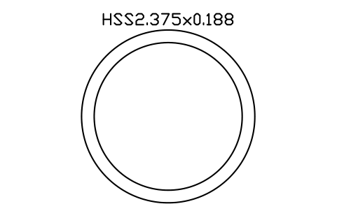 Anteprima del simbolo HSS2.375x0.188, blocco AISC_HSS2_375X0_188