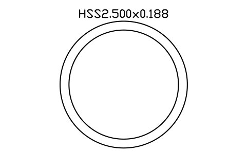 Anteprima del simbolo HSS2.500x0.188, blocco AISC_HSS2_500X0_188