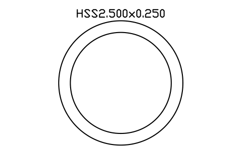 Anteprima del simbolo HSS2.500x0.250, blocco AISC_HSS2_500X0_250