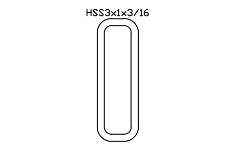 Anteprima del simbolo HSS3x1x3/16, blocco AISC_HSS3X1X3_16