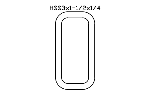 Anteprima del simbolo HSS3x1-1/2x1/4, blocco AISC_HSS3X1_1_2X1_4