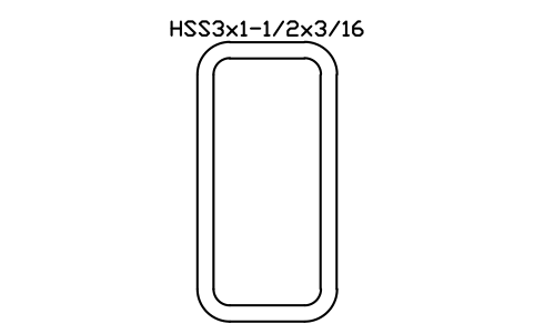 Anteprima del simbolo HSS3x1-1/2x3/16, blocco AISC_HSS3X1_1_2X3_16