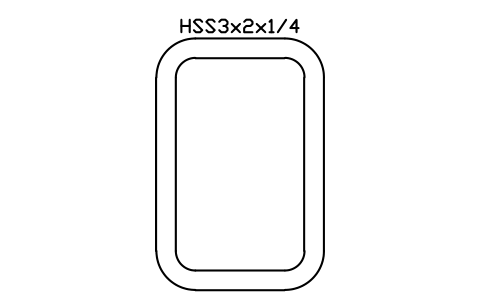 Anteprima del simbolo HSS3x2x1/4, blocco AISC_HSS3X2X1_4