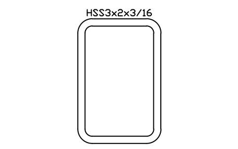 Anteprima del simbolo HSS3x2x3/16, blocco AISC_HSS3X2X3_16