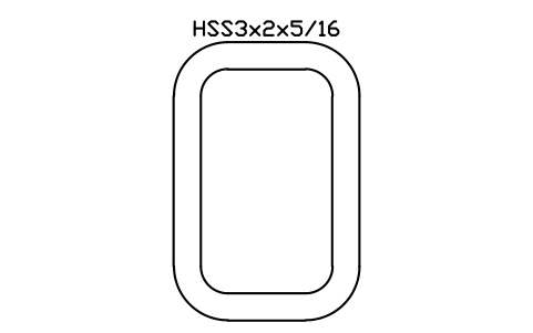 Anteprima del simbolo HSS3x2x5/16, blocco AISC_HSS3X2X5_16