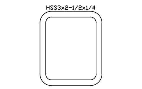 Anteprima del simbolo HSS3x2-1/2x1/4, blocco AISC_HSS3X2_1_2X1_4