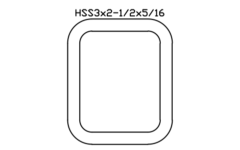 Anteprima del simbolo HSS3x2-1/2x5/16, blocco AISC_HSS3X2_1_2X5_16
