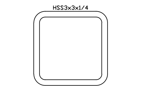 Anteprima del simbolo HSS3x3x1/4, blocco AISC_HSS3X3X1_4