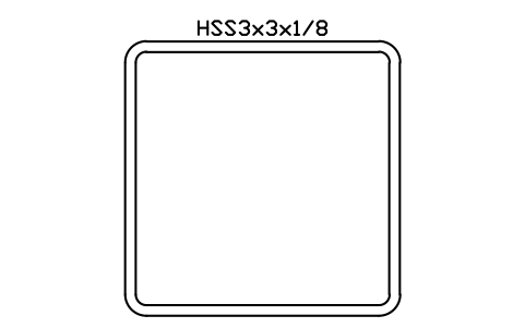 Anteprima del simbolo HSS3x3x1/8, blocco AISC_HSS3X3X1_8