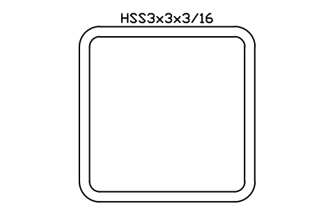 Anteprima del simbolo HSS3x3x3/16, blocco AISC_HSS3X3X3_16