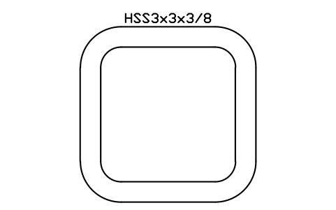 Anteprima del simbolo HSS3x3x3/8, blocco AISC_HSS3X3X3_8