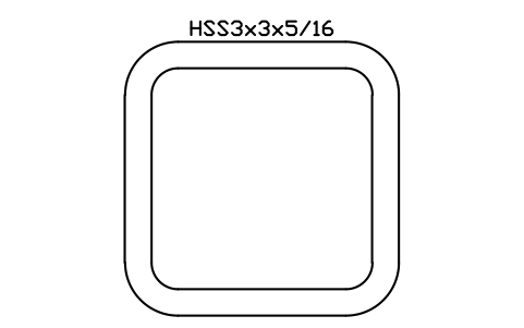 Anteprima del simbolo HSS3x3x5/16, blocco AISC_HSS3X3X5_16