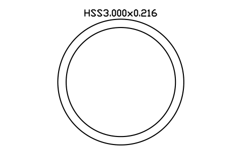 Anteprima del simbolo HSS3.000x0.216, blocco AISC_HSS3_000X0_216