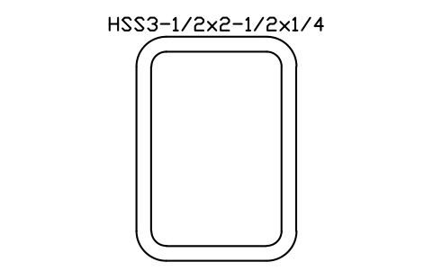 Anteprima del simbolo HSS3-1/2x2-1/2x1/4, blocco AISC_HSS3_1_2X2_1_2X1_4