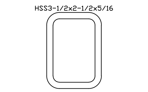 Anteprima del simbolo HSS3-1/2x2-1/2x5/16, blocco AISC_HSS3_1_2X2_1_2X5_16