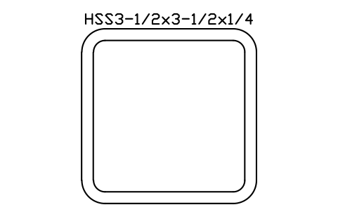 Anteprima del simbolo HSS3-1/2x3-1/2x1/4, blocco AISC_HSS3_1_2X3_1_2X1_4