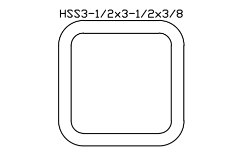 Anteprima del simbolo HSS3-1/2x3-1/2x3/8, blocco AISC_HSS3_1_2X3_1_2X3_8