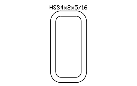 Anteprima del simbolo HSS4x2x5/16, blocco AISC_HSS4X2X5_16