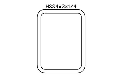 Anteprima del simbolo HSS4x3x1/4, blocco AISC_HSS4X3X1_4