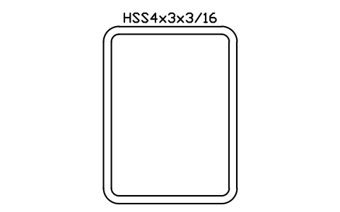 Anteprima del simbolo HSS4x3x3/16, blocco AISC_HSS4X3X3_16
