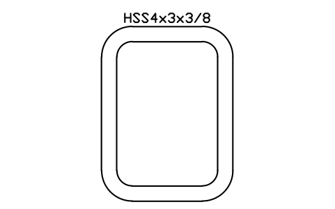 Anteprima del simbolo HSS4x3x3/8, blocco AISC_HSS4X3X3_8