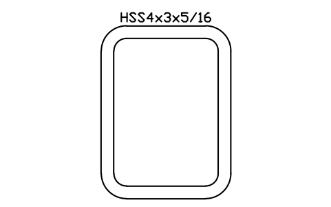 Anteprima del simbolo HSS4x3x5/16, blocco AISC_HSS4X3X5_16