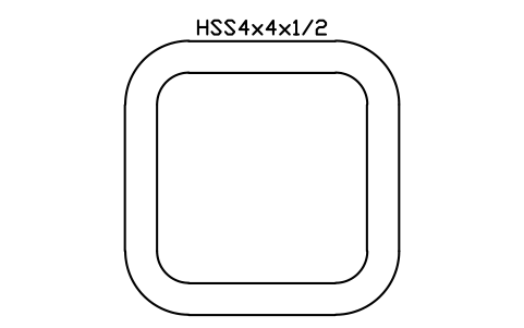 Anteprima del simbolo HSS4x4x1/2, blocco AISC_HSS4X4X1_2